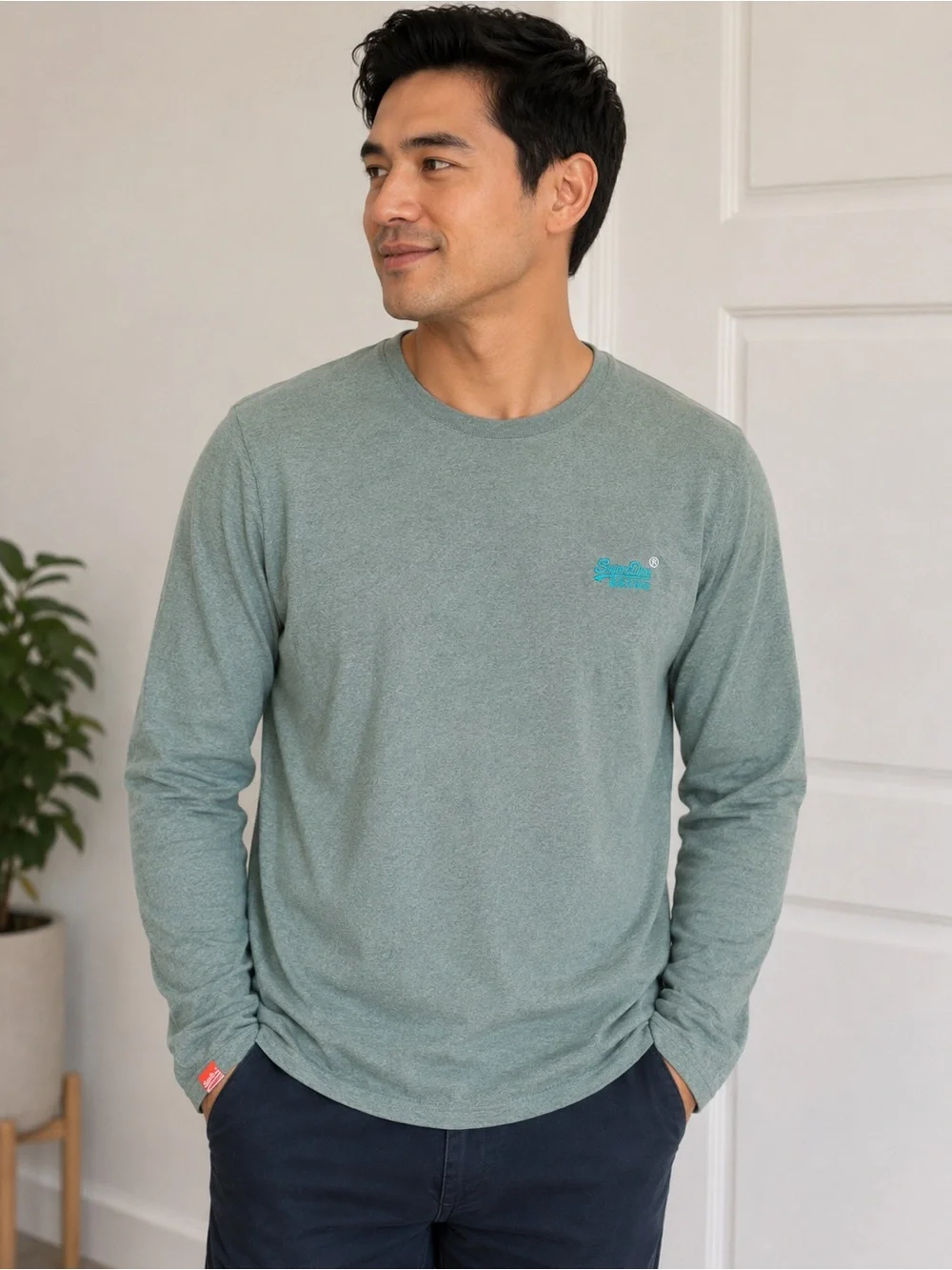 Superdry Men’s Crewneck Sweater in Sage Green